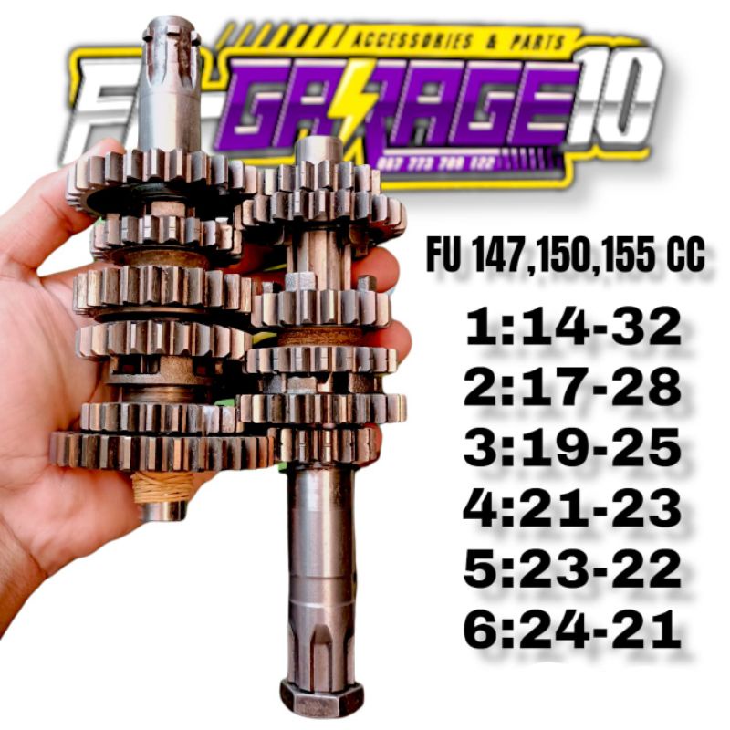 rasio gearbox satria fu 147 150 155 cc standart porting matic kompetisi drag roadrace liaran 201 402