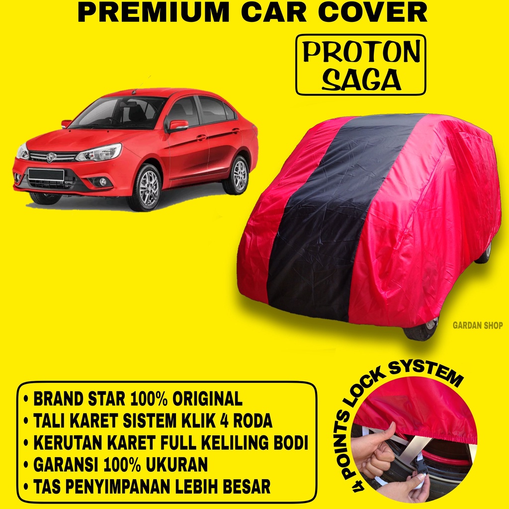Body Cover PROTON SAGA MERAH HITAM Penutup Bodi Mobil Proton Saga Waterproof PREMIUM