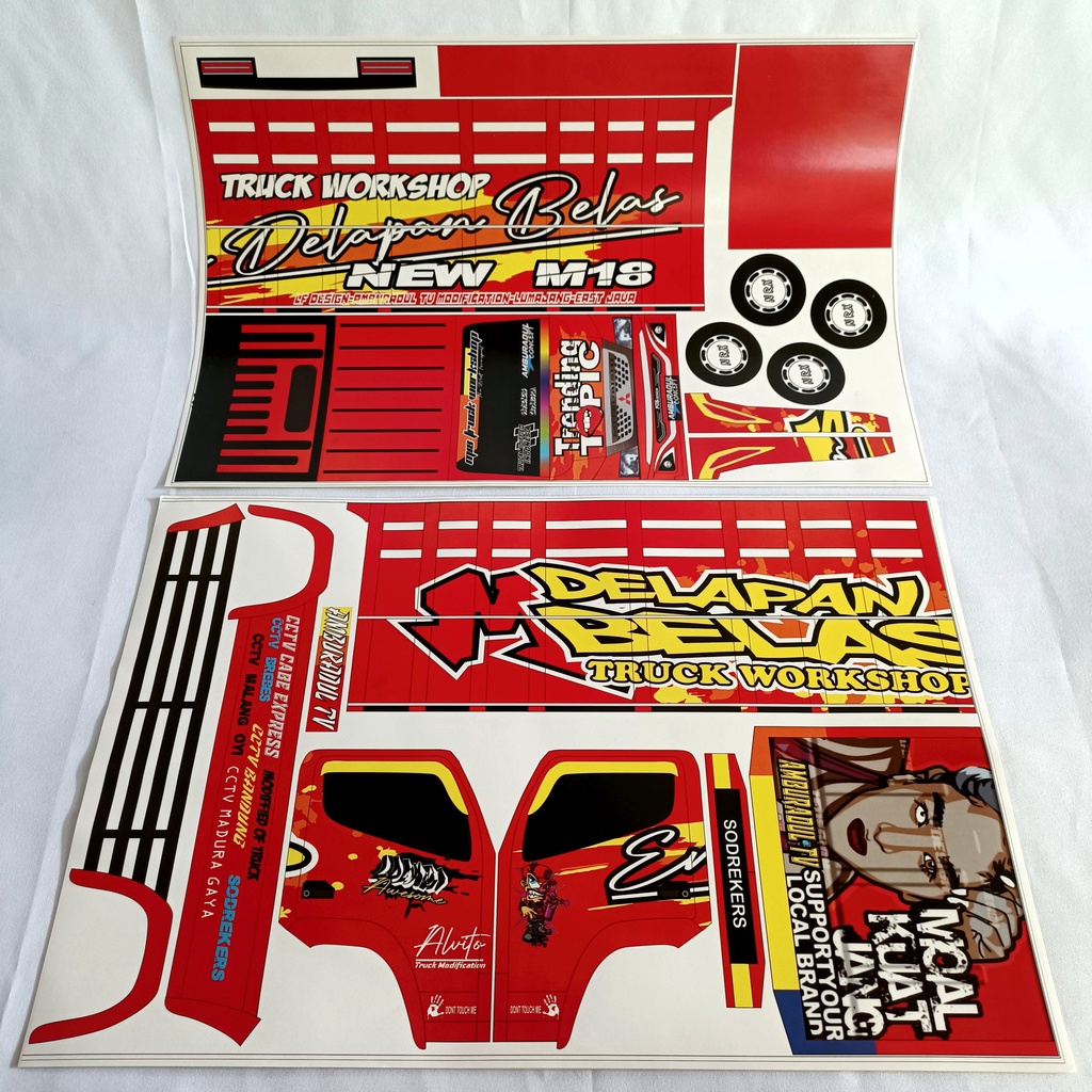 pola stiker miniatur truk oleng ukuran jumbo