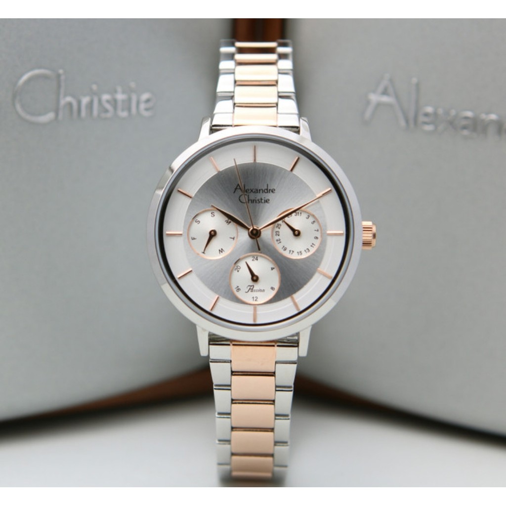 Alexandre Christie AC2871 Original Jam Tangan Wanita Silver Rose Gold