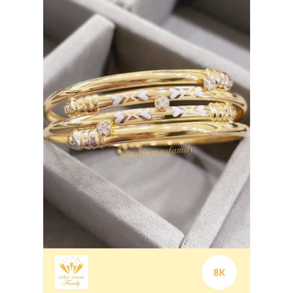 Gelang Emas Kadar 375 (8K) Model Bangkok Berat 2 - 5 Gram an