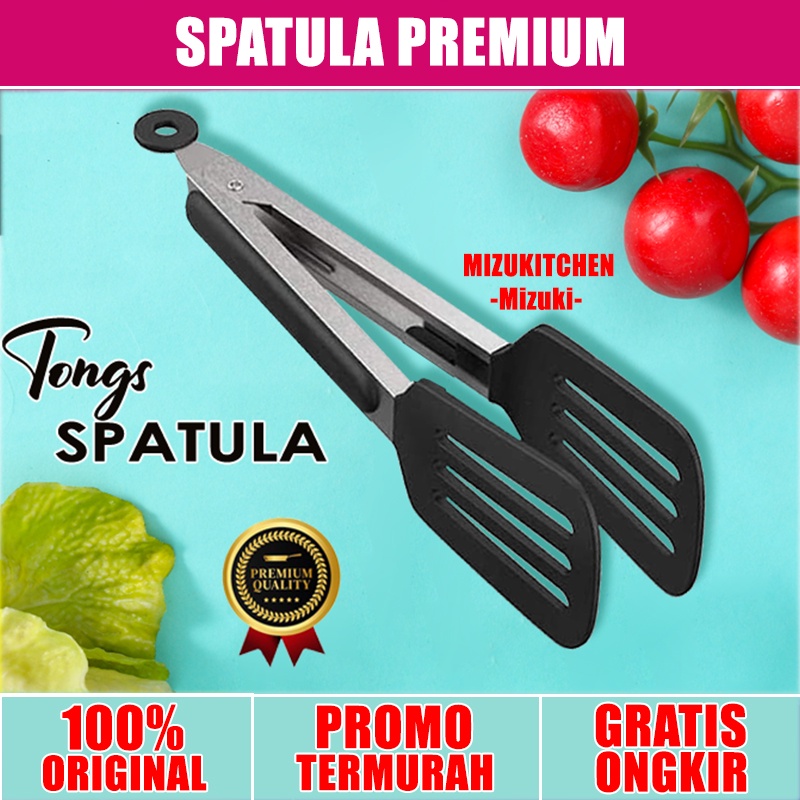 SPATULA TONG SILICONE BLACK silikon Capitan Gagang Stainless mewah tebal kode 2030 BPA FREE