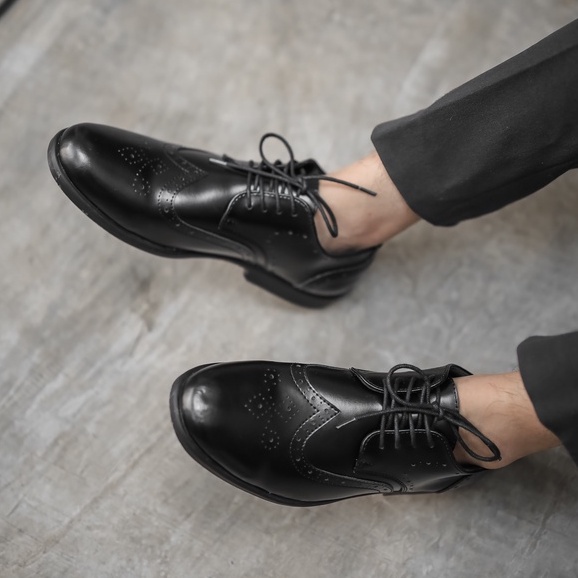 Wingtip Black | Sepatu Pantofel Formal Casual Kasual Kerja Kuliah Pria Cowok Kantor | FORIND x Worka