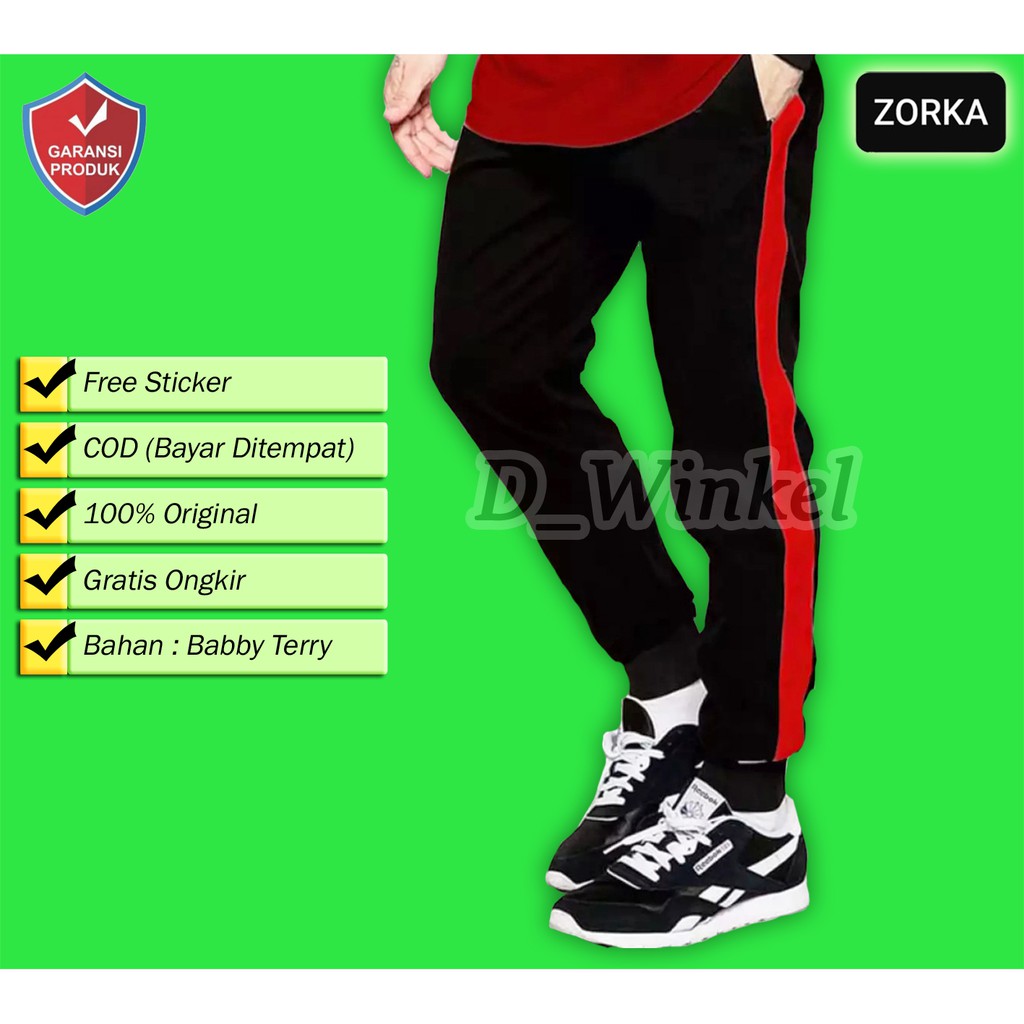 Celana Joger Training Panjang Pria Sport Remaja Dewasa Cowok Cewek Sweatpants Melar Slimfit