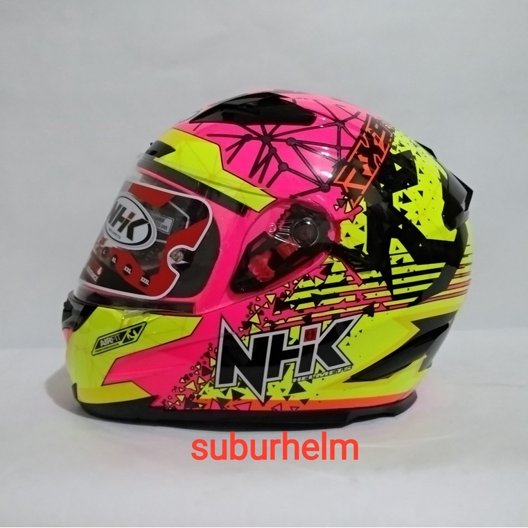 HELM  NHK RX9  SE   TOXIC   PINK  FLOU  YELLOW   DOUBLE VISOR   FULL FACE  FLAT VISOR   PRIA WANITA 