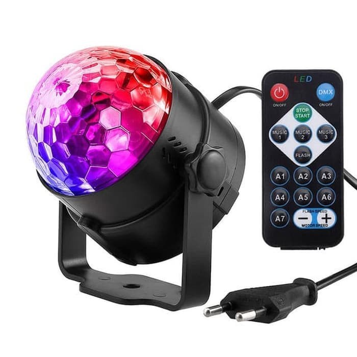 Lampu Panggung/ LED Disco Rotating Crystal Magic Ball + Remote Control