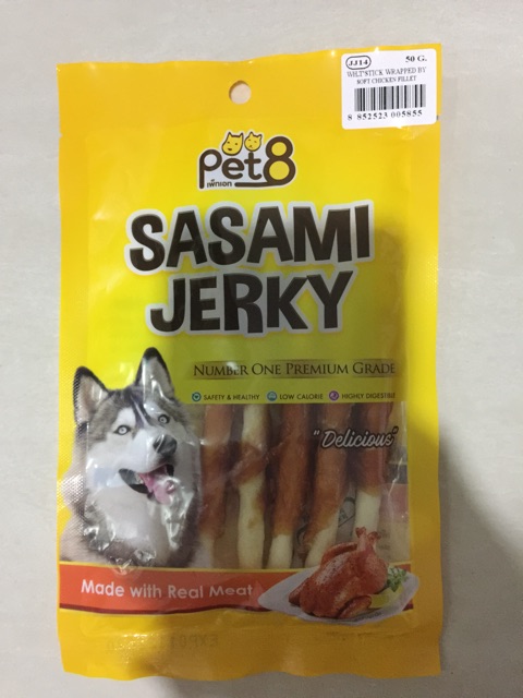 Pet8 JJ14 Sasami Jerky chicken fillet wrap crunchy 5&quot; 50gr Snack