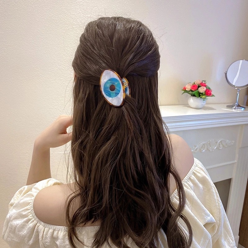 Women Korean INS Style Devil Blue Eye Acetic Acid Hair Clips