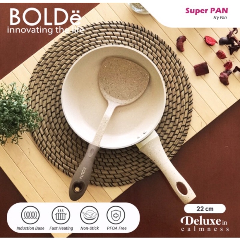 Bolde Granite Blackpink Beige Frypan 22 cm | Fry Pan Anti Lengket Penggorengan 22cm Granit