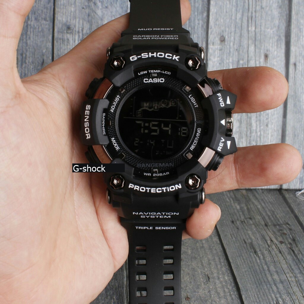 JAM TANGAN SPORT PRIA G-SHOCK CASIO RANGEMAN BULAT HITAM LIS PUTIH