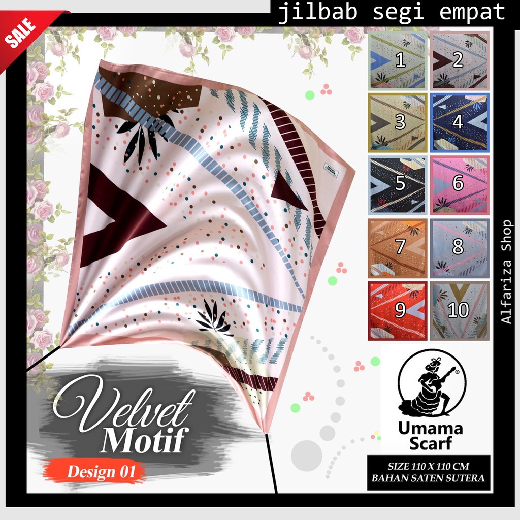 Jilbab Hijab Segiempat Velvet Motif SE01 Shopee Indonesia