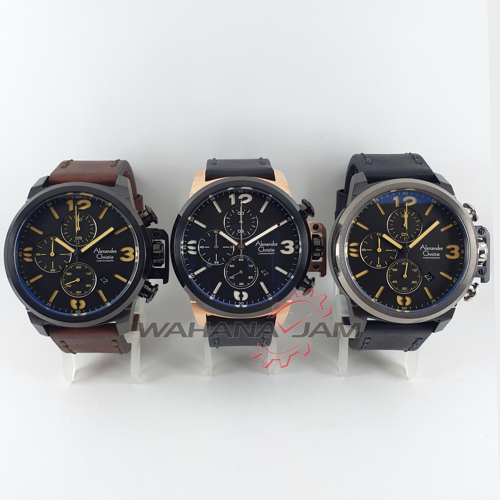 Alexandre Christie AC 6280 MC / Jam Tangan Pria AC6280 Alexander Cowok Kulit Chrono Original Resmi