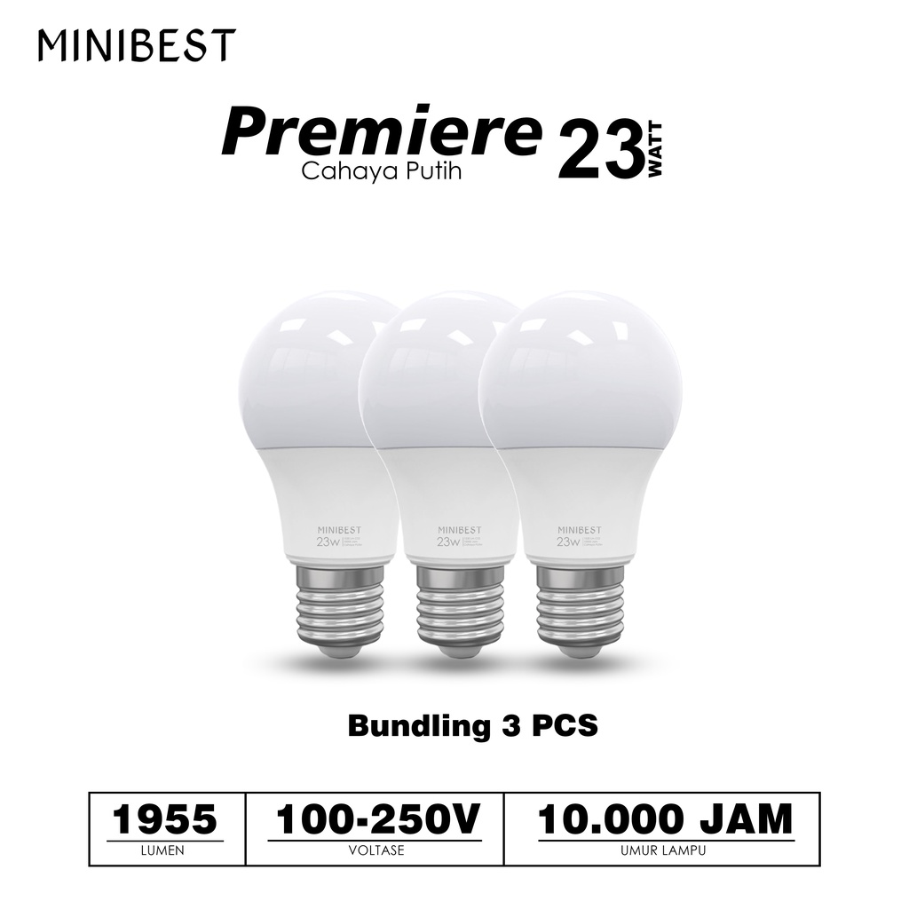 Minibest Lampu LED Premiere 23 watt Bundling 3pcs - Putih - Paket Murah