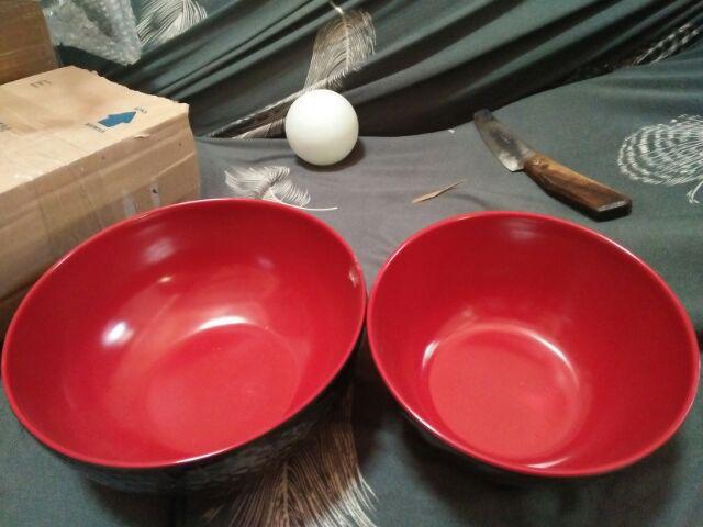 2 Pcs Mangkok Ulir Miring 6 Inch Merah Hitam Melamin Golden Dragon W-06a3