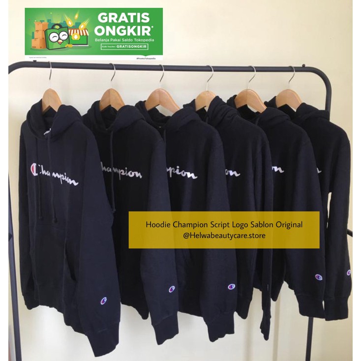 Hoodie Champion Script Logo Original | Jaket Champion | Jaket Branded