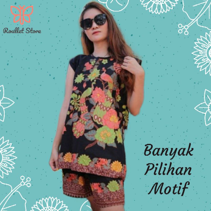 Setelan Batik Wanita Baju Santai Celana Pendek Yukensi Kekinian Terbaru
