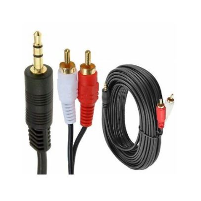 Cable jack aux 3.5mm To Rca 2 gold plated 10 meter standard stereo - Kabel audio 3.5 to audio L/R rca2 1-2 10m