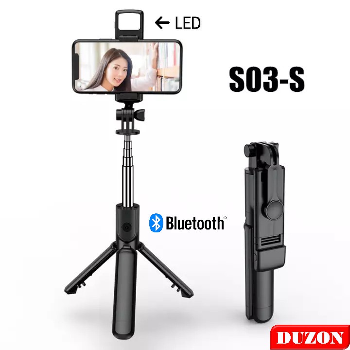 TONGSIS S03  LED BLUETOOTH TRIPOD 3IN1 SELFIE STICK BLUETOOTH REMOTE CONTROL