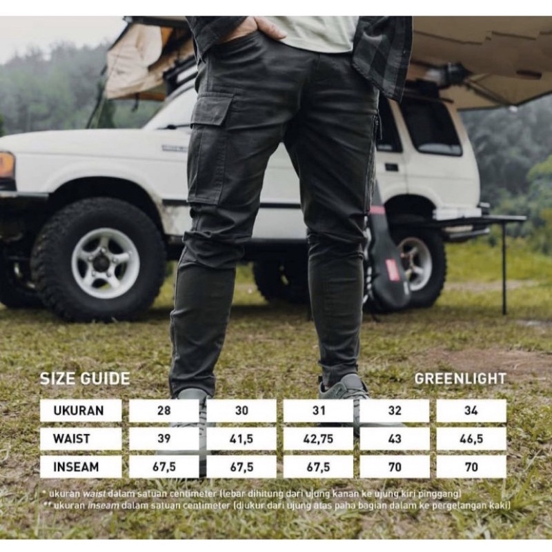 CELANA CARGO ZIPPER GREENLIGHT