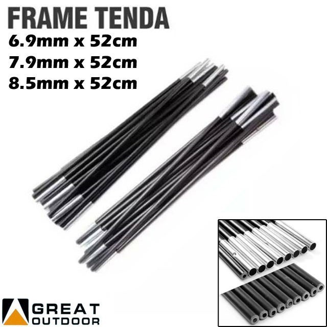 Frame Tenda Batangan Great Outdoor 8,5mm Panjang 52cm Fiber / Rangka Tenda