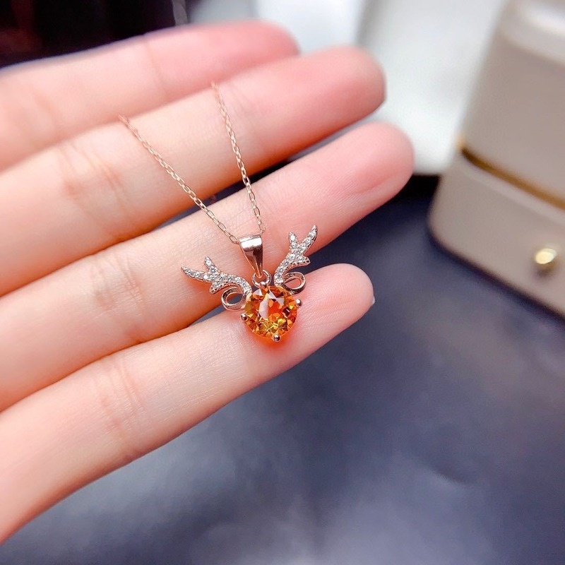 Fashion Natural Yellow Moissanite Antlers Necklace