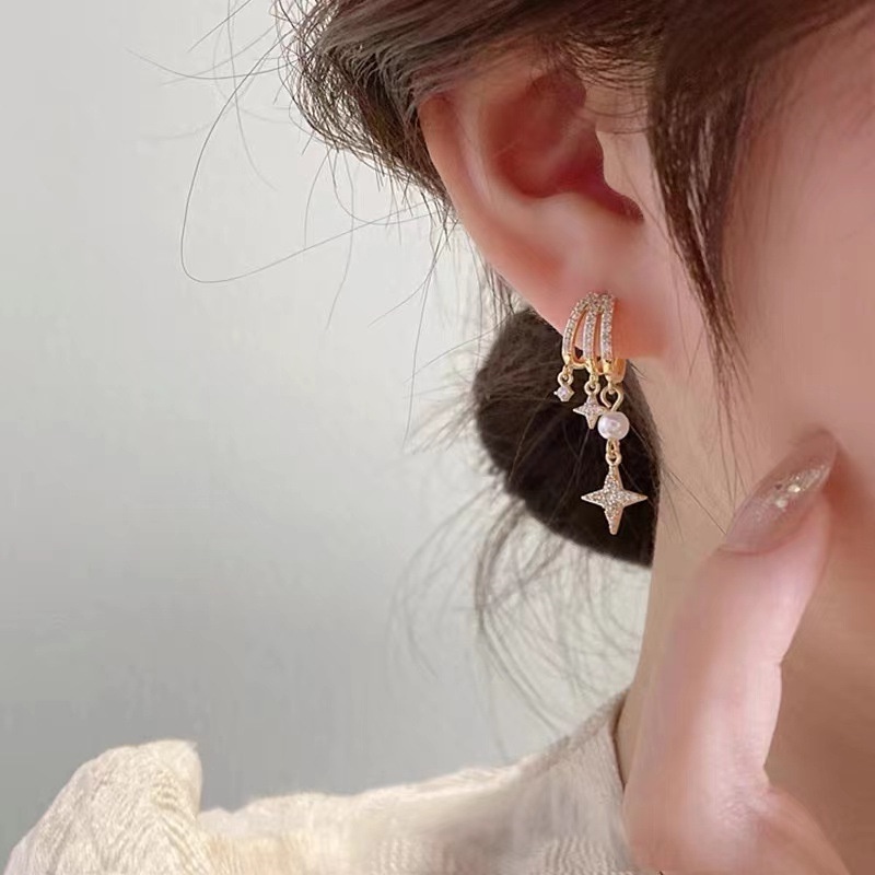 Anting Stud Desain Bunga Mutiara Berlian Hati Pita Mini Gaya Korea Untuk Aksesoris Wanita