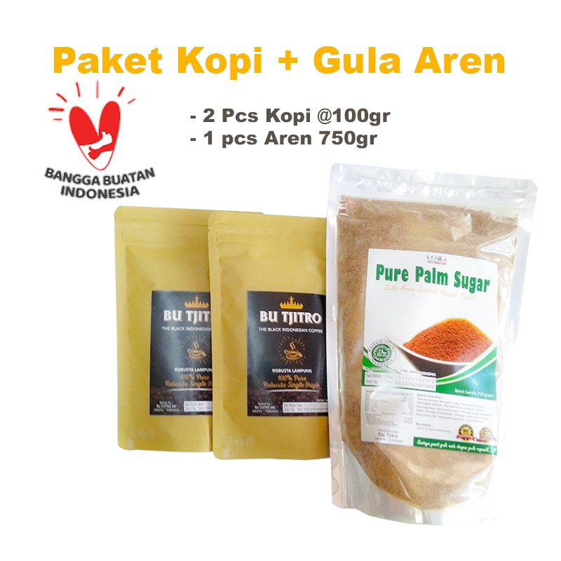 Kopi Hitam Bubuk + Pure Palm Sugar 750gr Gula Aren Murni