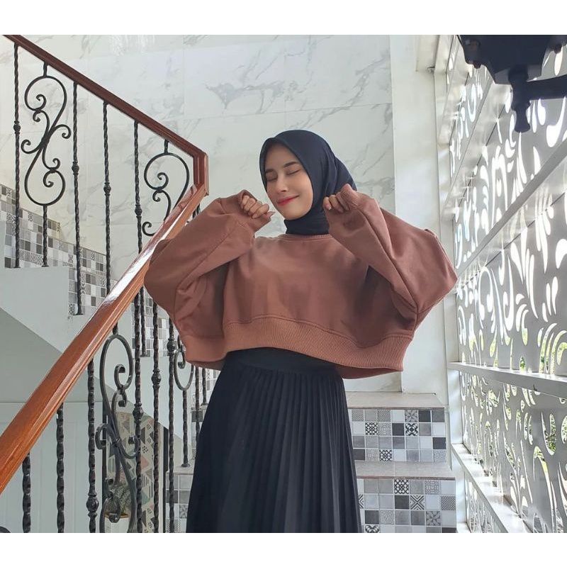 EXTRA CROOPE OVERSIZE | Sweater Oversize Crop Wanita | Korean Style