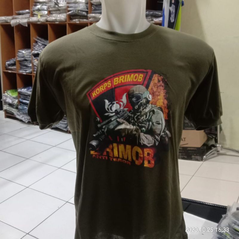 Kaos oblong Brimob hijau |Kaos dalaman Brimob hijau lengan pendek|Kaos brimob hijau | Kaos dalaman