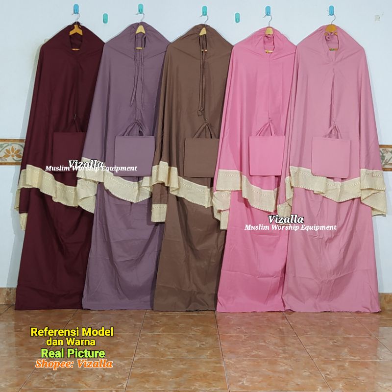 Mukena Simple Rajut Renda Lebar/ Renda Rajut 12cm/ Mukena Dewasa/ Grosir Mukena