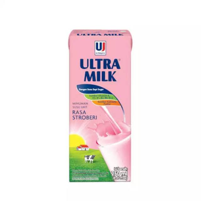 Susu Sapi Ultra Milk 250ml UHT Cokelat Coklat Stroberi Strawberry Moka Moca Mocca Full Cream 250 ml