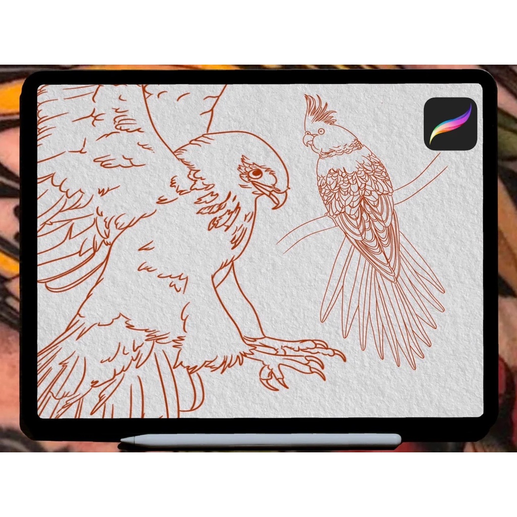 Procreate Brush - Bird Procreate Tattoo Brush Stamp