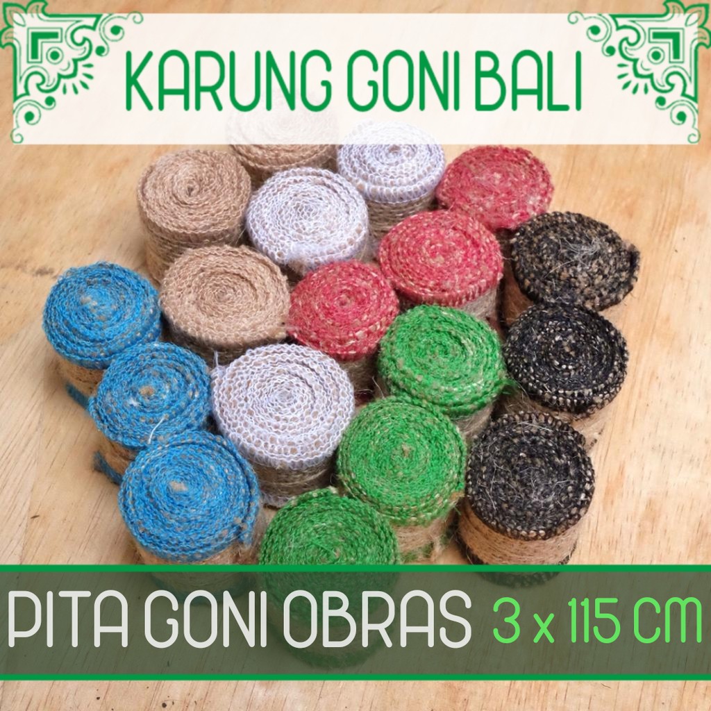 

Pita Goni Obras 3x115 cm Berbagai Warna - Pita Bingkisan - Pita Dekorasi Goni - Jute Ribbon