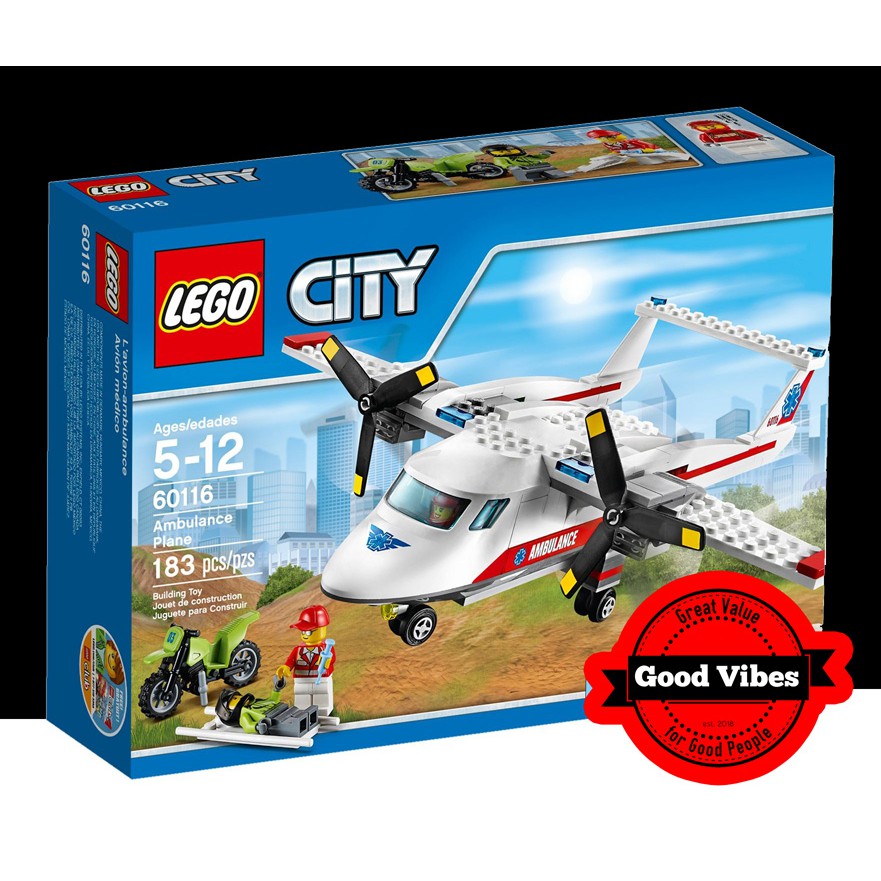 KingBricks LEGO 60116 Ambulance Plane - Lego Helikopter Lego Pesawat Lego Dokter Lego Rumah Sakit