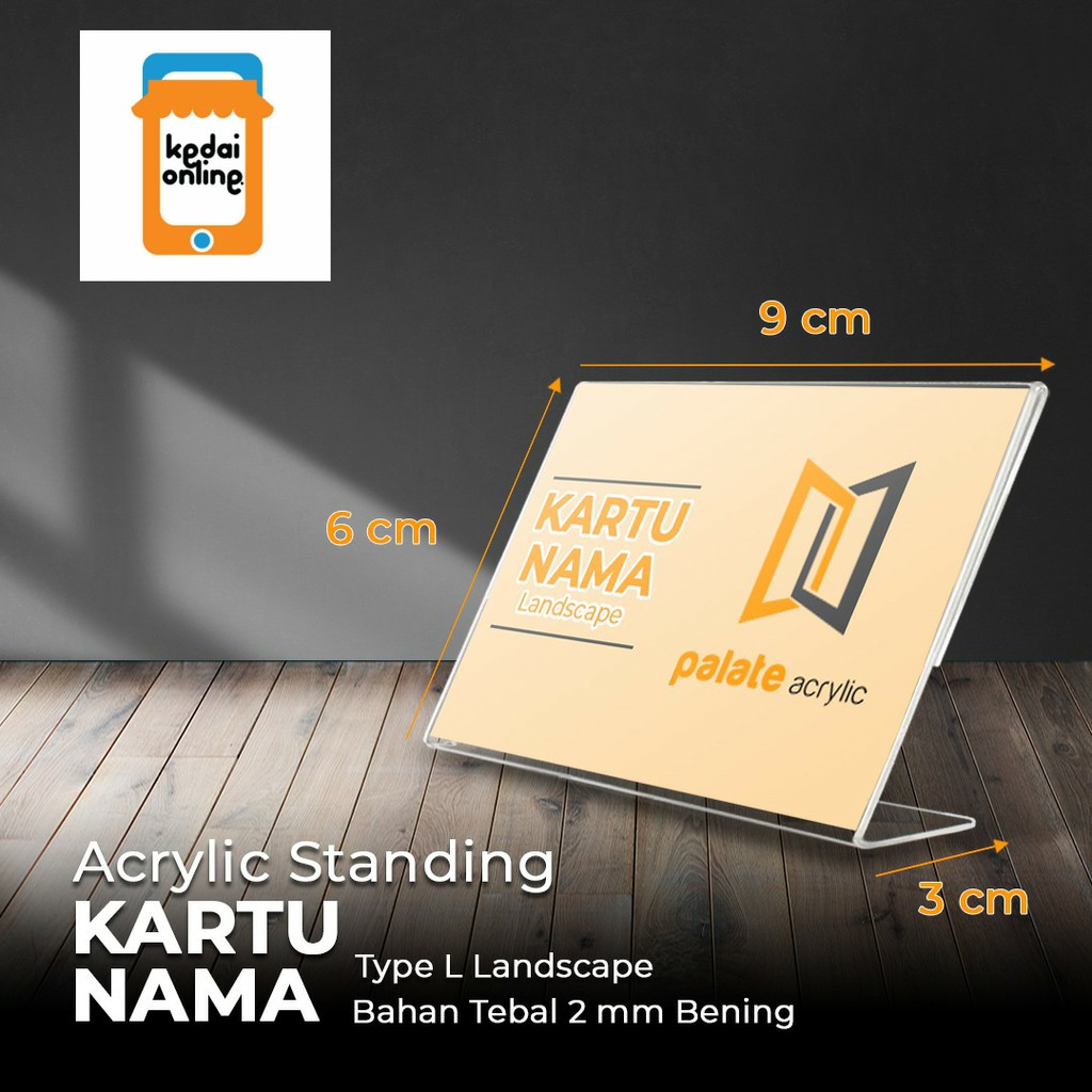 

akrilik kartu nama bentuk L / acrilik / acrylik stand kartu nama landscape