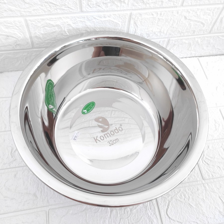 Baskom Elegant Komodo 32 cm stainless TEBAL Sop Kuah Panci Mixing Bowl