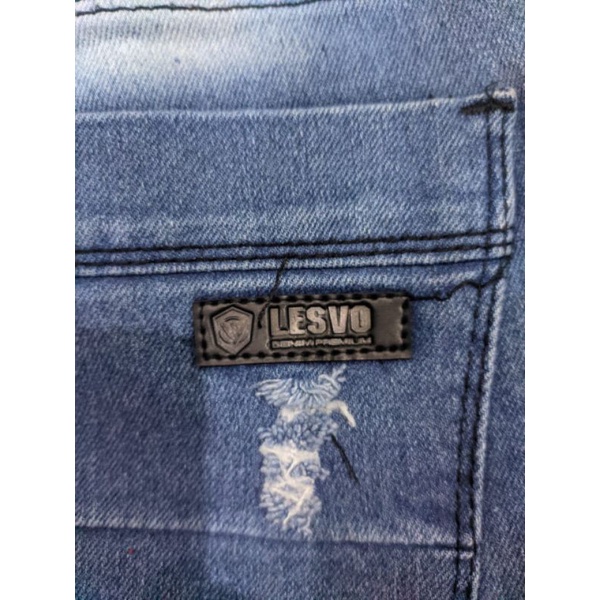 Celana Jeans Sobek Pria Slim Fit Skinny Ripped Melar Original Lesvo Denim Kualitas Distro