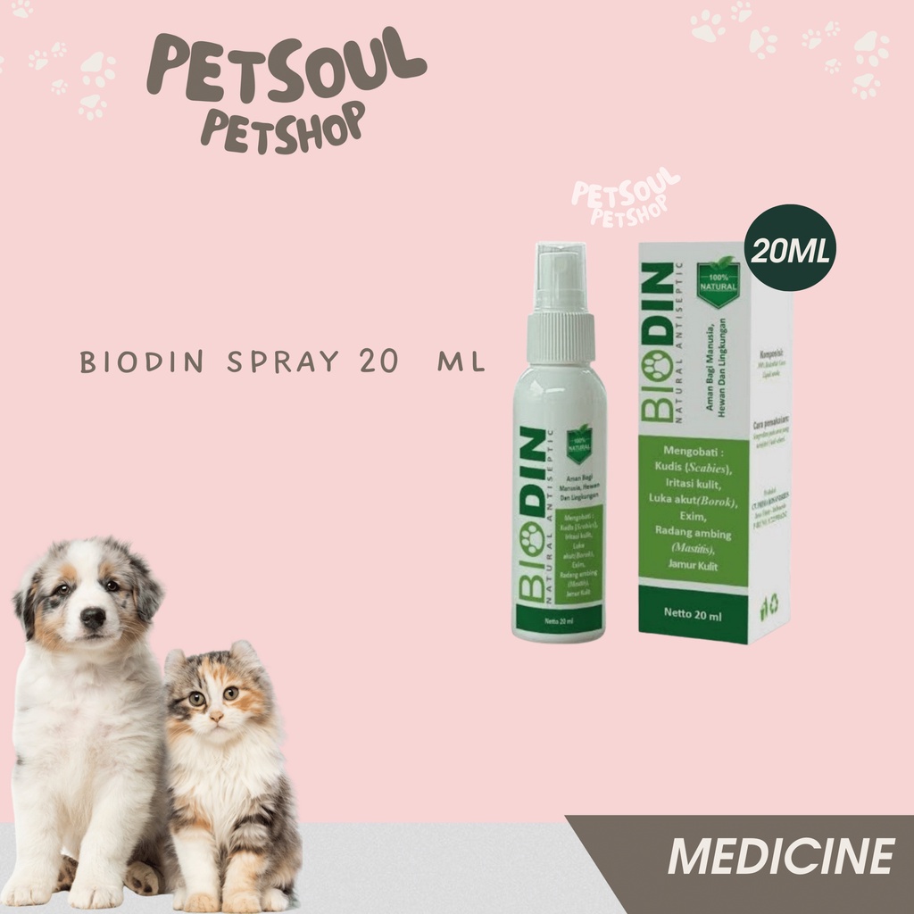 Jual Biodin Spray Ml Obat Skabies Demodex Gatal Luka Jamur Borok Anjing Kucing Shopee Indonesia