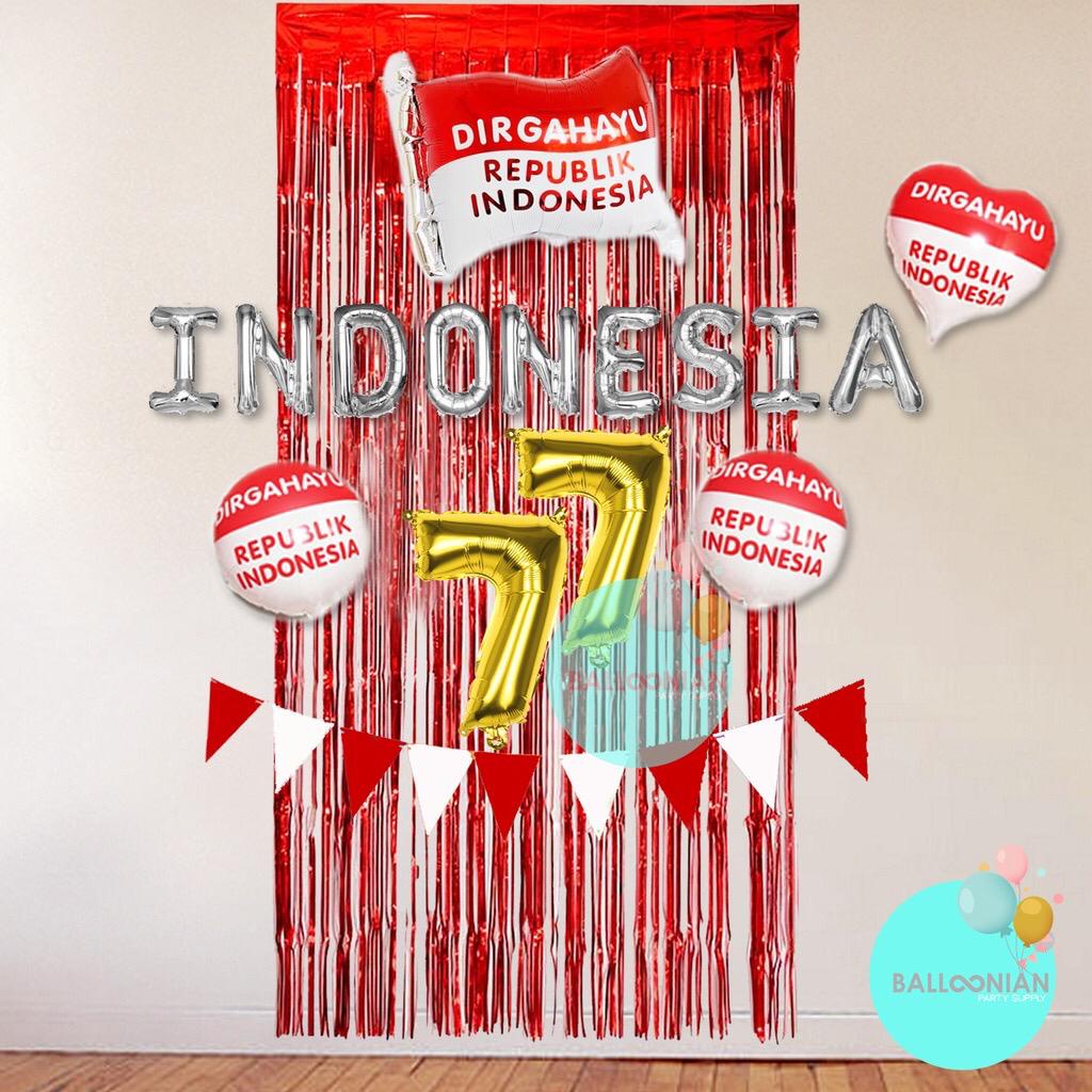 DIRGAHAYU 77 DEKORASI SET/BALON DEKORASI 17AN/KEMERDEKAAN/17 AGUSTUS