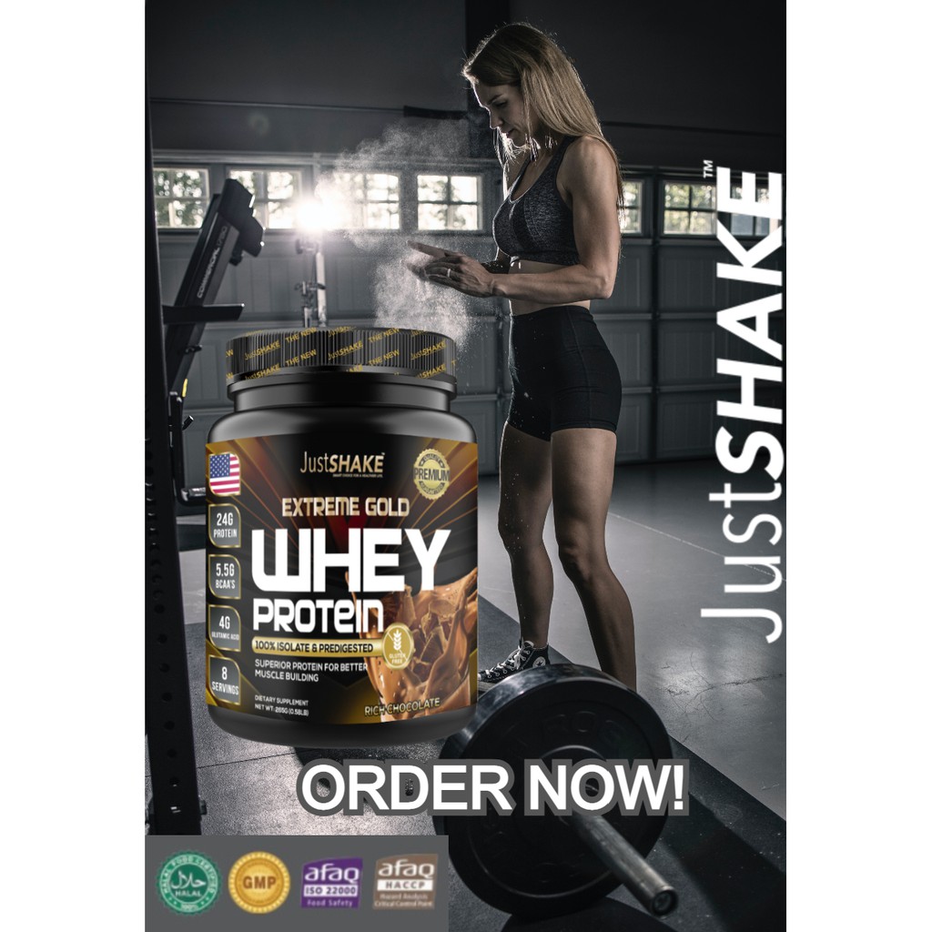 WHEY EXTREME GOLD PROTEIN /SUSU PEMBENTUK OTOT PRIA DAN WANITA (265gr)