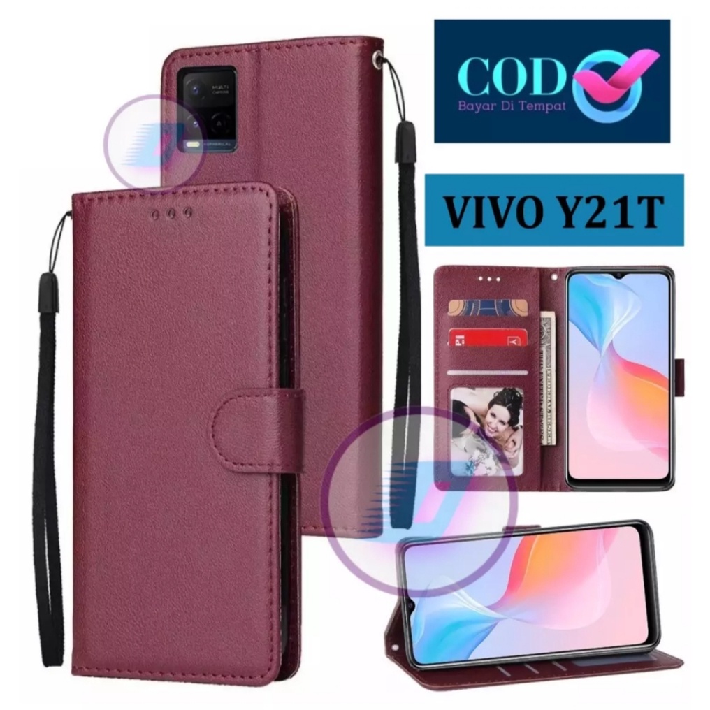 VIVO Y21T FLIP LEATHER CASE PREMIUM-FLIP WALLET CASE KULIT