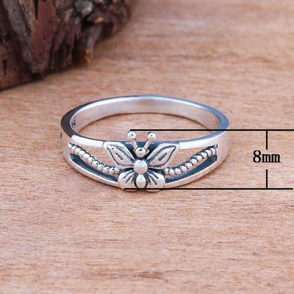 R-flower Finger Rings Band Pesta Kupu-Kupu Berongga Keluar Wanita