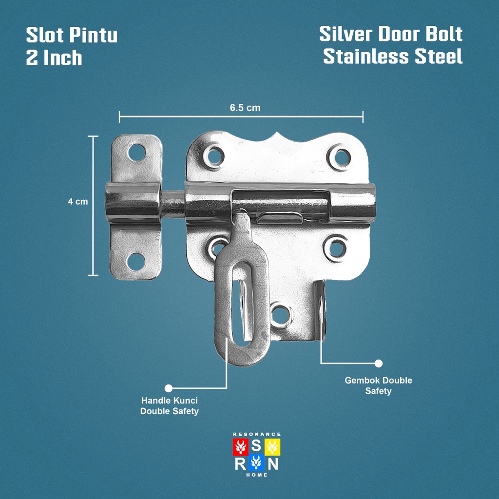 Slot Pintu Gudang 2 Inch Silver / Grendel Kunci Pintu Resonance Home