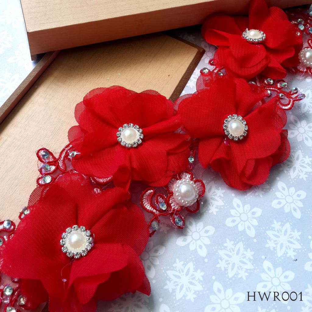 [READY STOCK] HEADPIECE WEDDING TIARA PENGANTIN HAIRPIECE MERAH HWR001