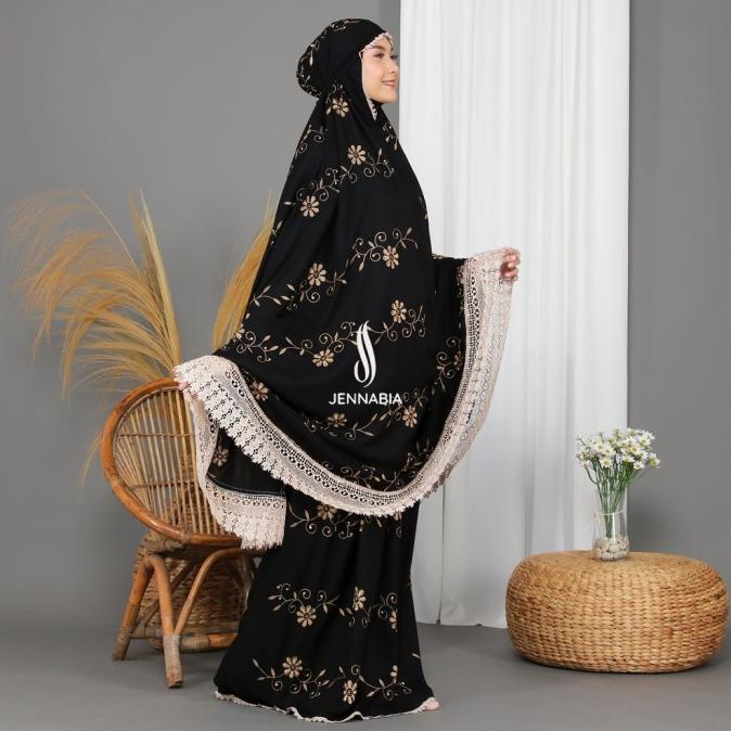 Jennabia.Tsm - Mukena Dewasa Premium Bordir Mewah Motif Bunga Teratai Adelonel