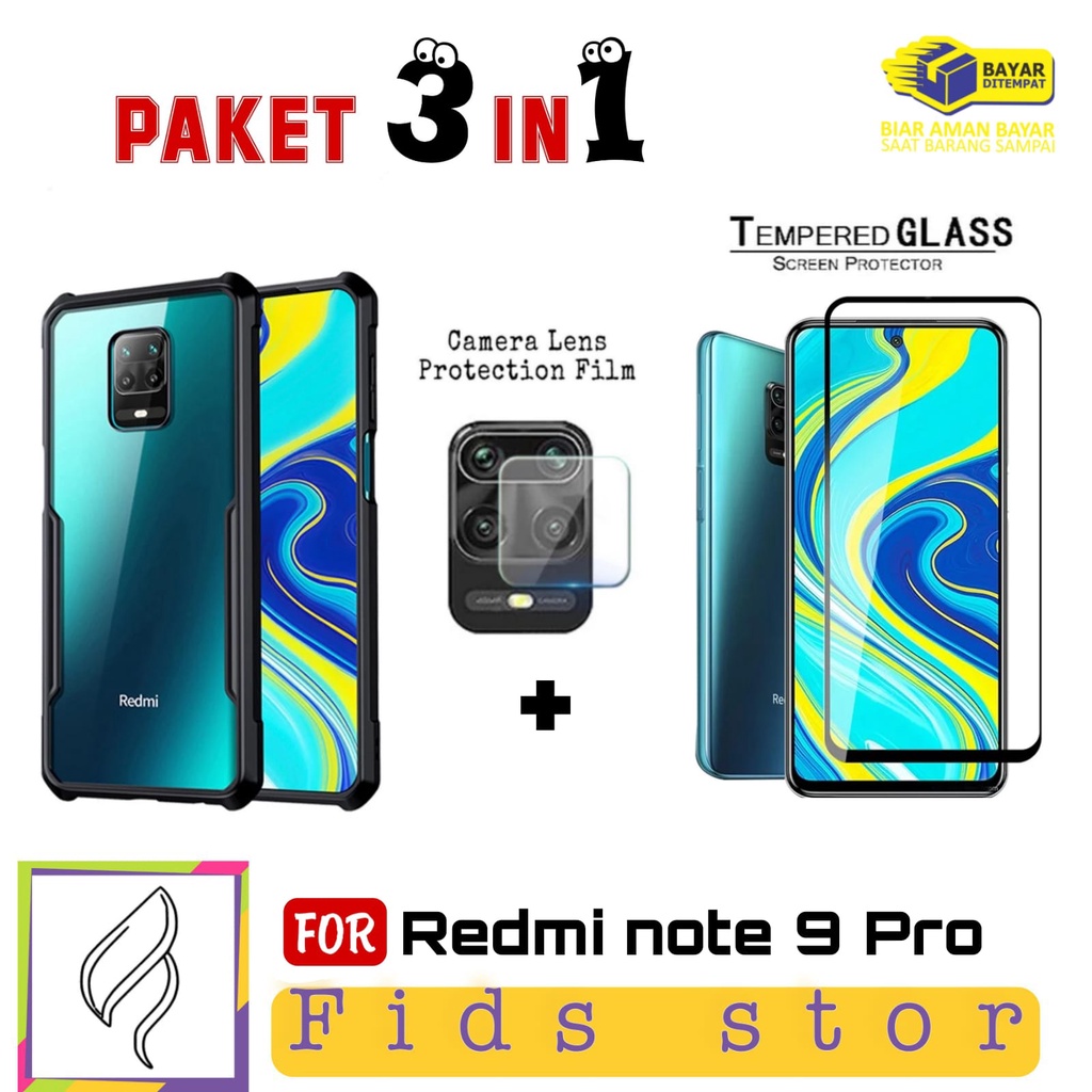 PROMO 3in1 Xiaomi Redmi Note 9 Pro | Redmi Note 9 Case Xundd + Tempered Glass Free Camera Glass