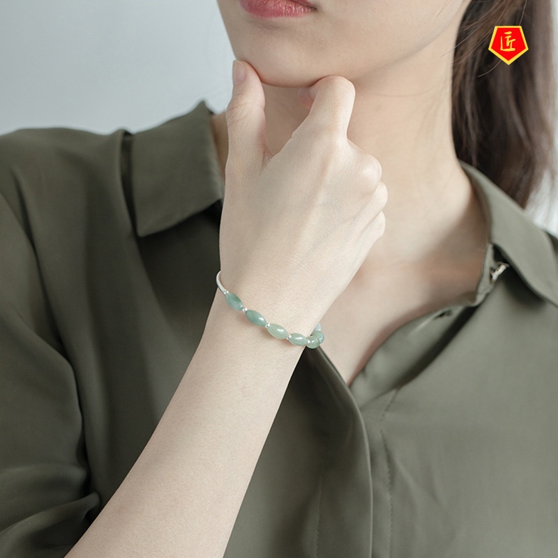 [Ready Stock]Women's Simple S925 Silver Jade Bracelet