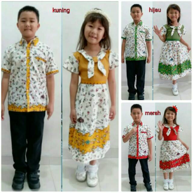 Auraputih Batik  anak  kemeja cowok  dan dress  anak  bisa 