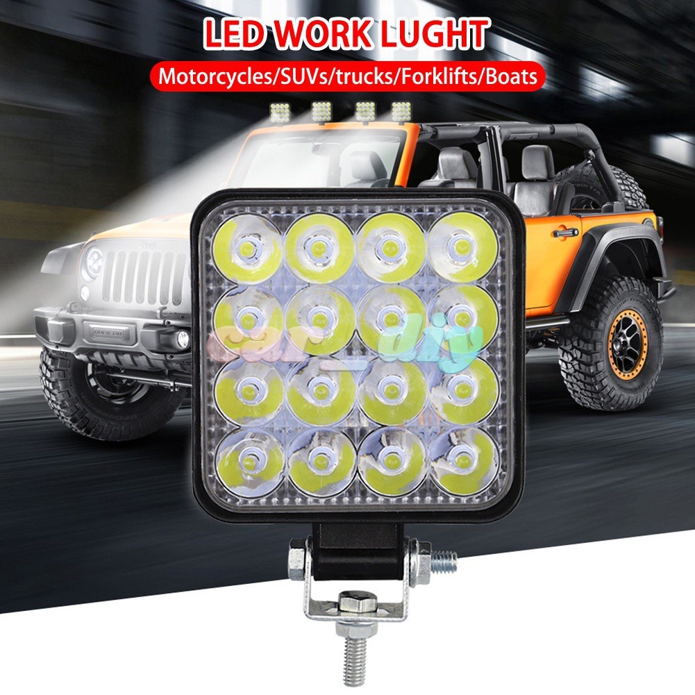 Lampu Sorot LED 48W 12V 24V Bentuk Persegi Untuk Mobil SUV 4WD