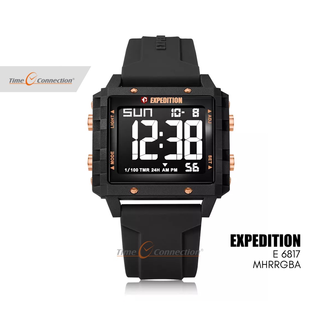 Expedition E 6817 MHRRGBA Hitam Rosegold Original / Jam Tangan Wanita Pria Karet / Black Gold Solid 